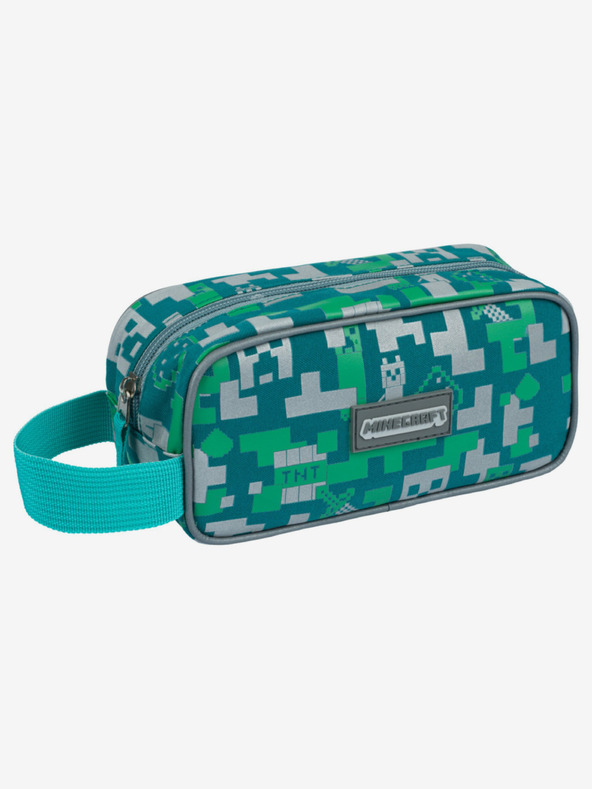 BAAGL  Zelený penál Baagl Minecraft Silver Creeper