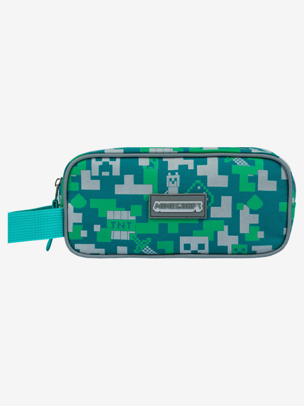 BAAGL  Zelený penál Baagl Minecraft Silver Creeper