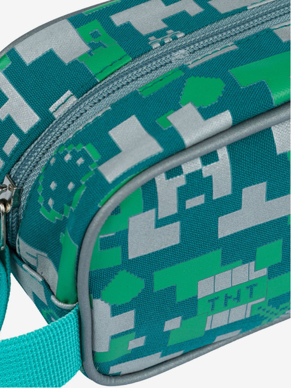 BAAGL  Zelený školní set - penál, sáček Baagl Minecraft 2 Silver Creeper