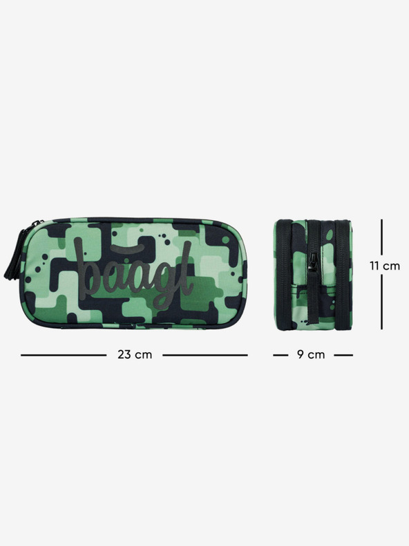 BAAGL  Černý školní set - batoh, penál, sáček Baagl Coolmate Green