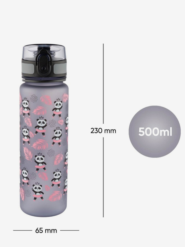 BAAGL  Šedá tritanová láhev na pití panda, 500 ml Baagl