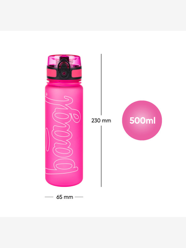 BAAGL  Růžová tritanová láhev na pití logo - růžová, 500 ml Baagl
