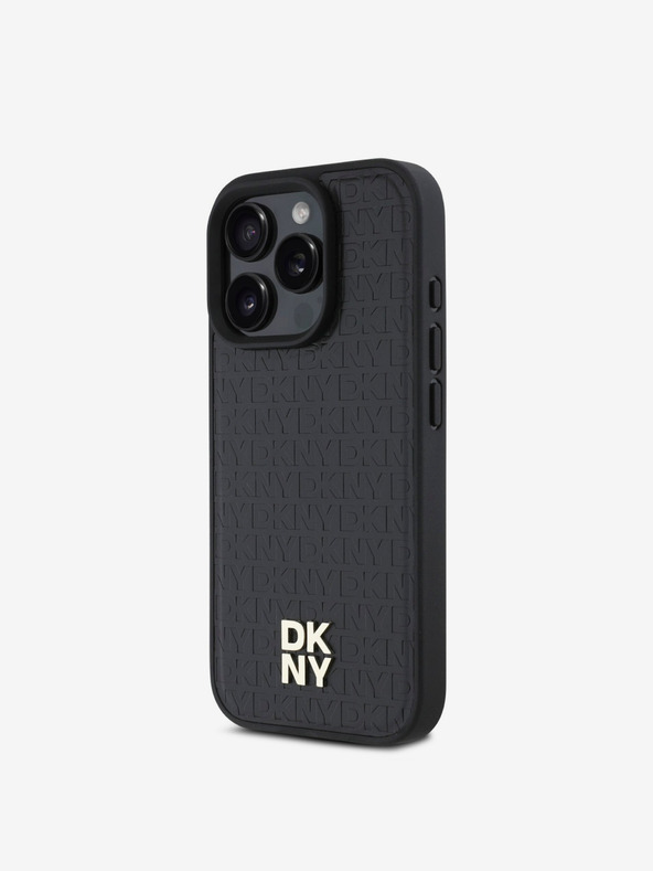 DKNY DKNY PU Leather Repeat Pattern Stack Logo MagSafe Zadní Kryt pro iPhone 16 Pro Black