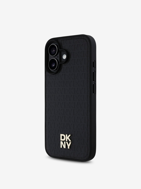 DKNY DKNY PU Leather Repeat Pattern Stack Logo MagSafe Zadní Kryt pro iPhone 16 Black