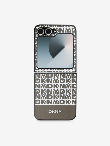 DKNY DKNY PU Leather Repeat Pattern Bottom Stripe Zadní Kryt pro Samsung Galaxy Z Flip 6 Brown