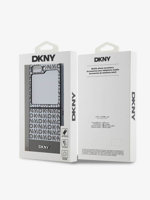 DKNY DKNY PU Leather Repeat Pattern Bottom Stripe Zadní Kryt pro Samsung Galaxy Z Flip 6 Brown