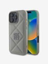 DKNY DKNY PU Leather Quilted Stack Logo Zadní Kryt pro iPhone 16 Pro Grey