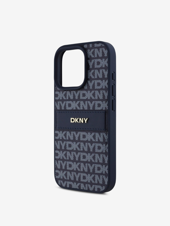 DKNY DKNY PU Leather Repeat Pattern Tonal Stripe Zadní Kryt pro iPhone 16 Pro Blue