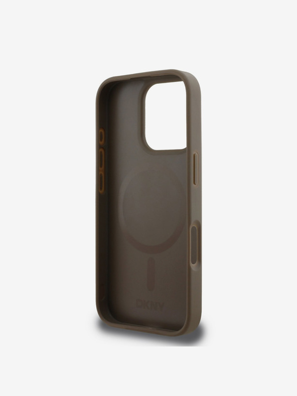 DKNY DKNY PU Leather Repeat Pattern Bottom Stripe MagSafe Zadní Kryt pro iPhone 16 Pro Max Brown