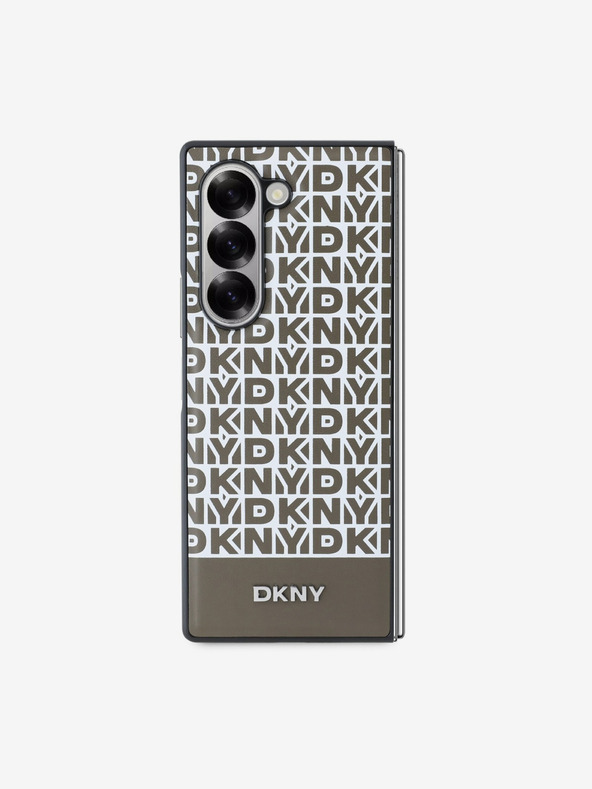 DKNY DKNY PU Leather Repeat Pattern Bottom Stripe MagSafe Zadní Kryt pro Samsung Galaxy Z Fold 6 Brown