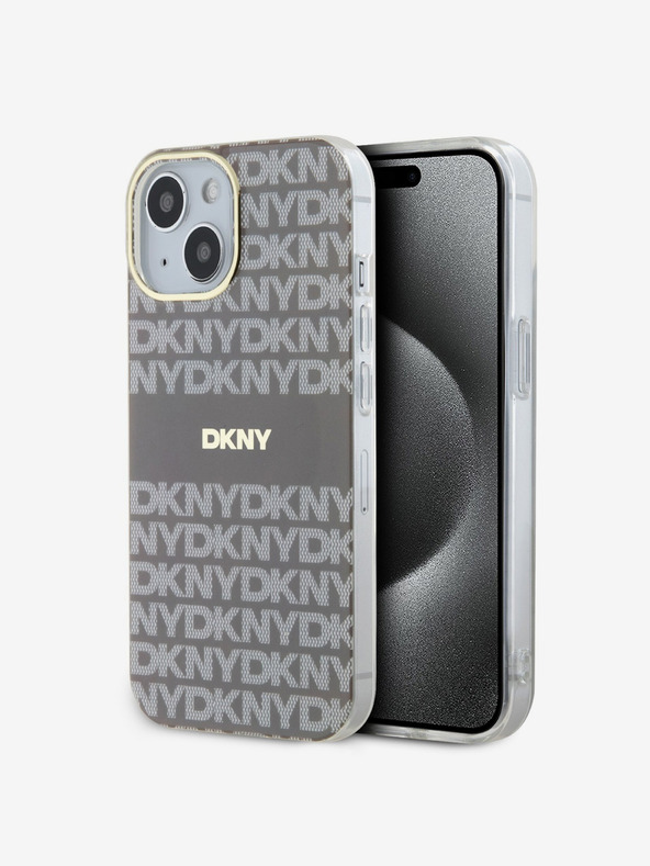 DKNY PC/TPU Repeat Pattern Tonal Stripe Magsafe Zadní Kryt pro iPhone 15 Beige DKNY