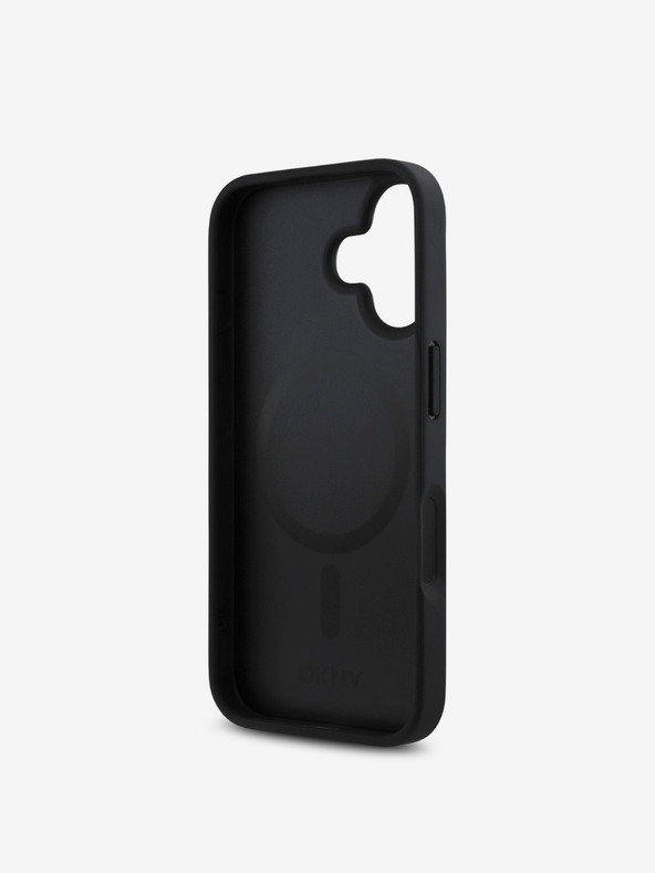 DKNY DKNY PU Leather Repeat Pattern Stack Logo MagSafe Zadní Kryt pro iPhone 16 Plus Black