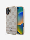 DKNY DKNY PU Leather Checkered Pattern and Stripe Zadní Kryt pro iPhone 16 Pink