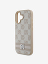 DKNY DKNY PU Leather Checkered Pattern and Stripe Zadní Kryt pro iPhone 16 Pink