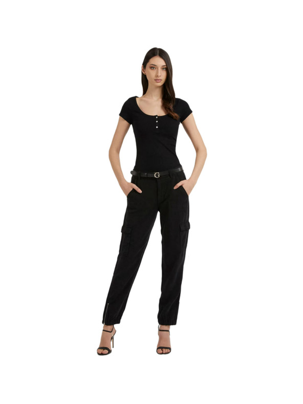 Guess Jeans Dámske čierne tričko s gombíky Guess jeans