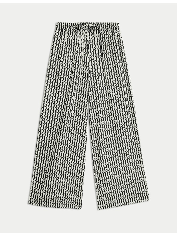 Marks & Spencer Geometrická kalhotová sukně se širokými nohavicemi Marks & Spencer černá