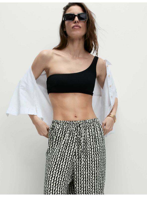 Marks & Spencer Geometrická kalhotová sukně se širokými nohavicemi Marks & Spencer černá