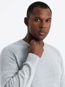 Ombre Clothing Pánský raglánový svetr s žebrovanými rukávy šedý melír Ombre Clothing