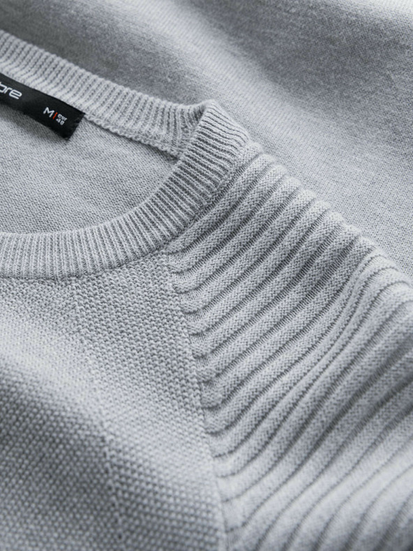 Ombre Clothing Pánský raglánový svetr s žebrovanými rukávy šedý melír Ombre Clothing