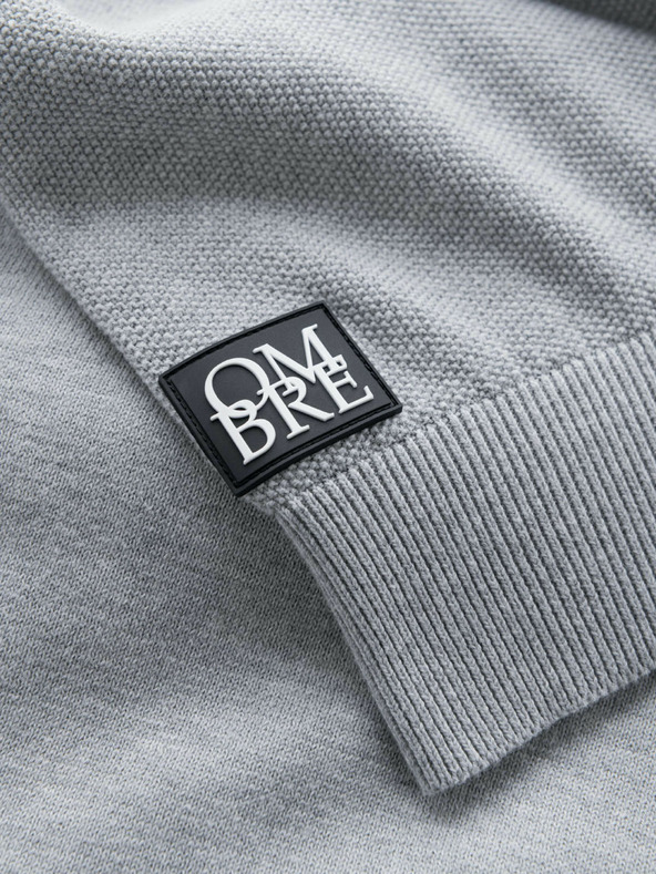 Ombre Clothing Pánský raglánový svetr s žebrovanými rukávy šedý melír Ombre Clothing