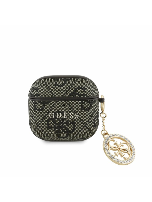 Guess Guess 4G Script PC/PU Charm Pouzdro pro AirPods 4 Brown