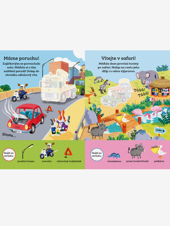 ELLA & MAX MÉĎULA ŠIKULA: POZNÁVÁME DOPRAVNÍ PROSTŘEDKY – Samolepková knížka
