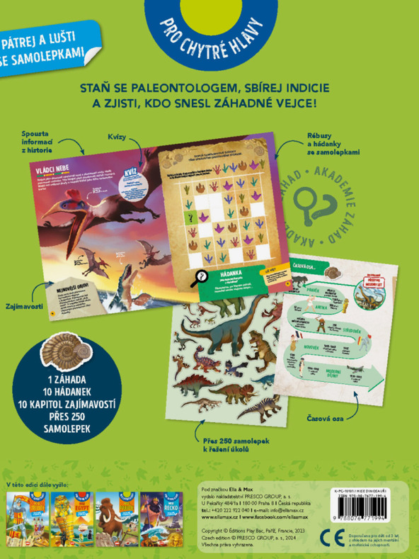 ELLA & MAX MISE DINOSAUŘI – Pátrej a lušti se samolepkami