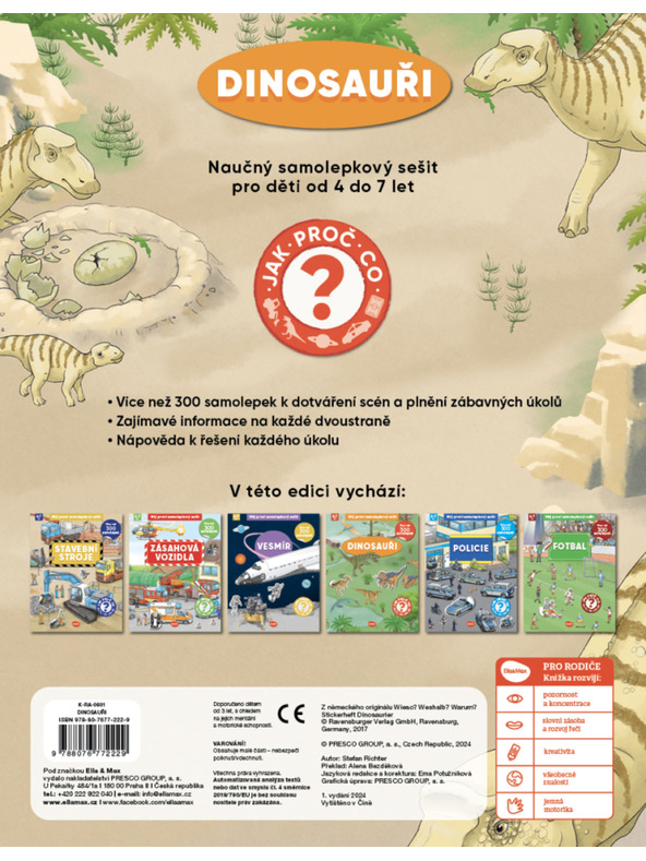 ELLA & MAX Můj první samolepkový sešit – DINOSAUŘI