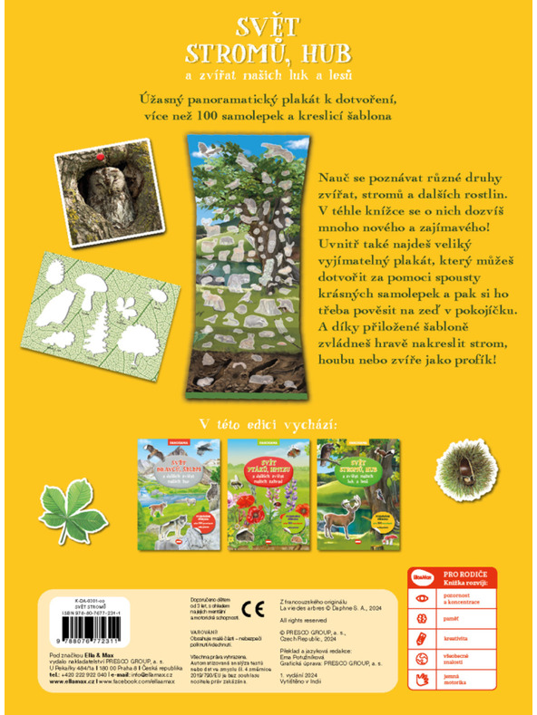 ELLA & MAX SVĚT STROMŮ, hub a zvířat našich luk a lesů – Knížka s plakátem a samolepkami