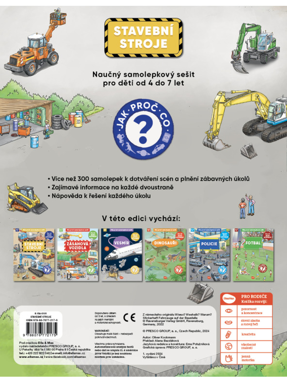 ELLA & MAX Můj první samolepkový sešit – STAVEBNÍ STROJE