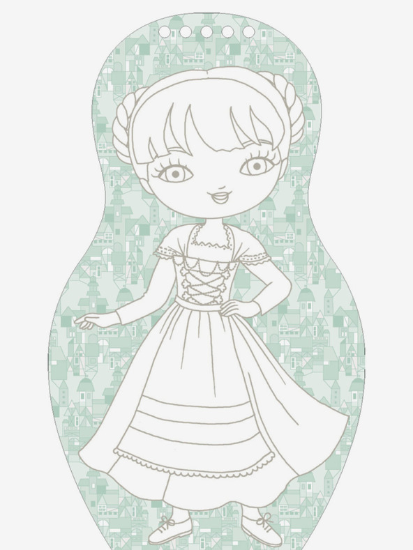 ELLA & MAX Oblékáme německé panenky HANNA – Omalovánky