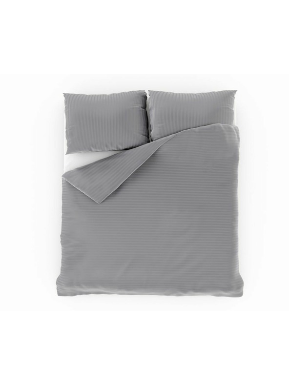 Kvalitex Ložní saténové povlečení s proužkem 140x200, 70x90cm světle šedé Kvalitex