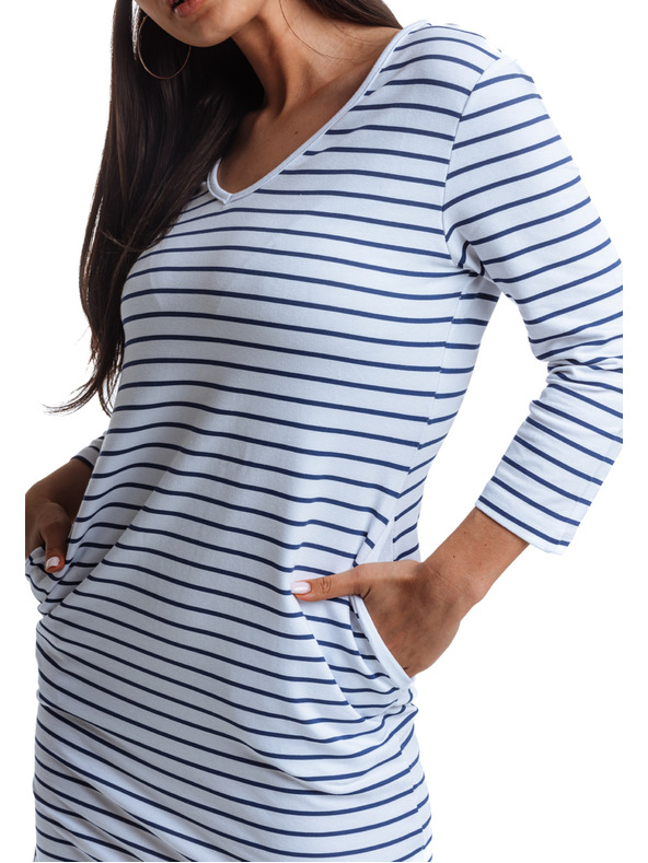 Edoti Modro-bílé dámské pruhované šaty Edoti