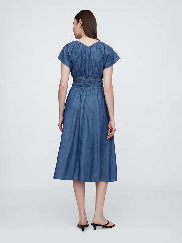 GAP Chambray maxi šaty s kapsami Americana GAP