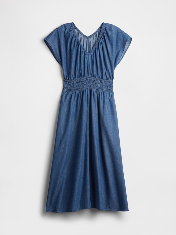 GAP Chambray maxi šaty s kapsami Americana GAP
