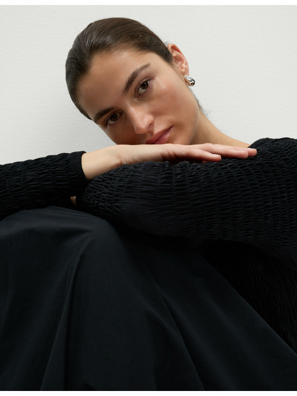 Marks & Spencer Midi šaty z čisté bavlny se sníženým pasem Marks & Spencer černá