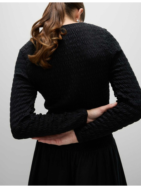 Marks & Spencer Midi šaty z čisté bavlny se sníženým pasem Marks & Spencer černá