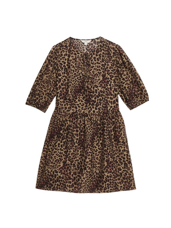 Marks & Spencer Mini šaty se zvýrazněným pasem a leopardím potiskem, s vysokým podílem lyocellu Marks & Spencer hnědá
