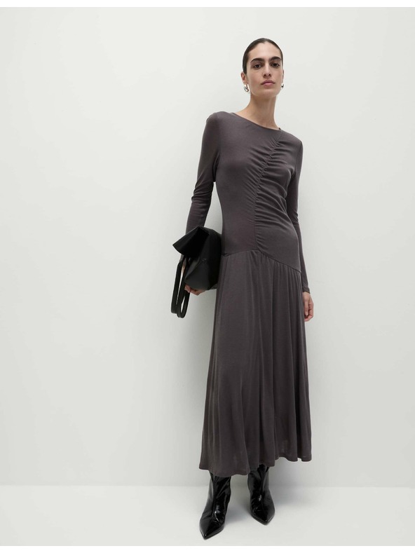 Marks & Spencer Žerzejové síťové midi šaty sloupového střihu s řasením Marks & Spencer šedá