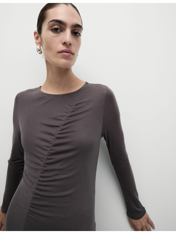 Marks & Spencer Žerzejové síťové midi šaty sloupového střihu s řasením Marks & Spencer šedá