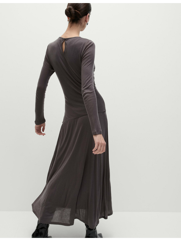 Marks & Spencer Žerzejové síťové midi šaty sloupového střihu s řasením Marks & Spencer šedá