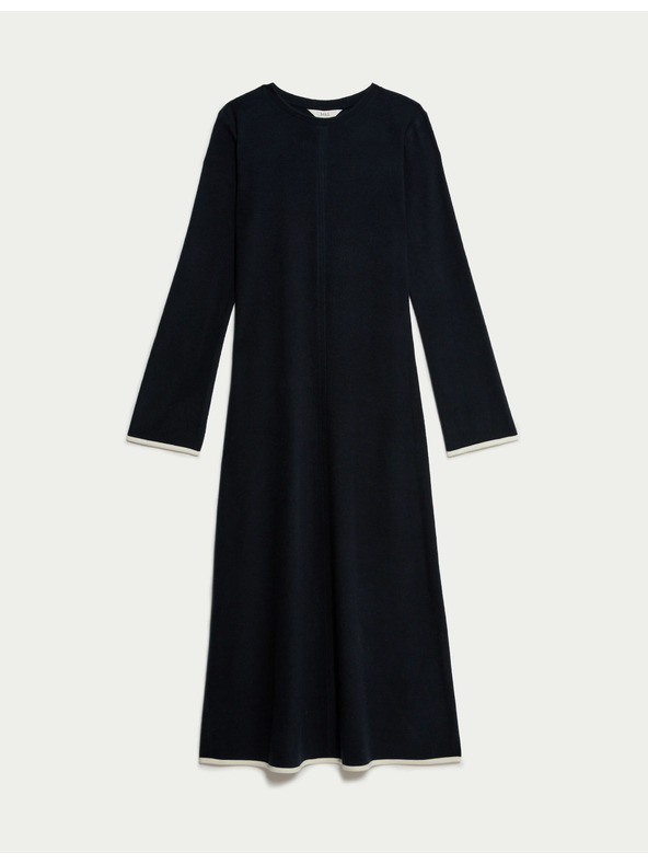 Marks & Spencer Žerzejové midi šaty sloupového střihu s kulatým výstřihem Marks & Spencer námořnická modrá