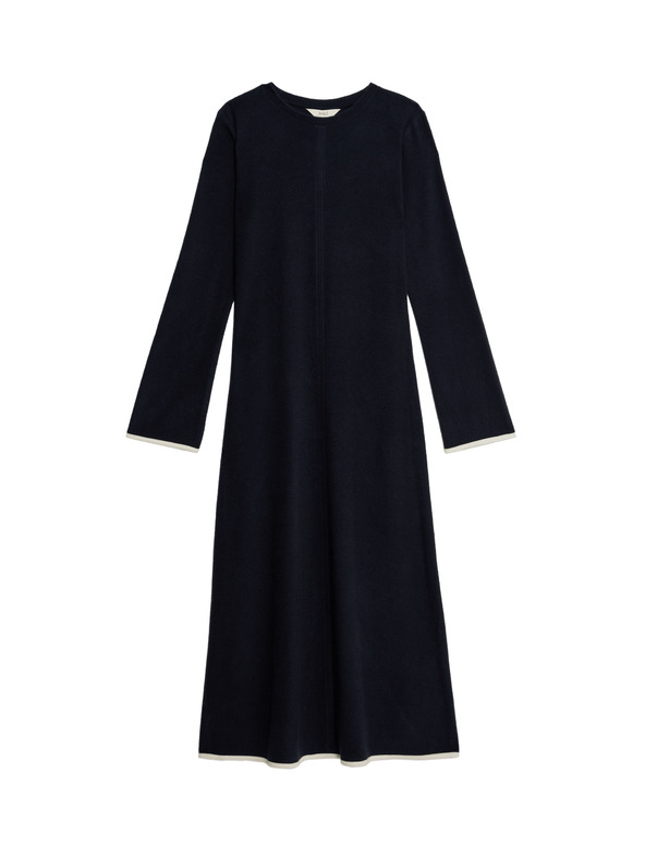 Marks & Spencer Žerzejové midi šaty sloupového střihu s kulatým výstřihem Marks & Spencer námořnická modrá