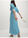 Marks & Spencer Neformální Midaxi šaty s potiskem, výstřihem do V a krajkovou vsadkou Marks & Spencer modrá