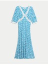 Marks & Spencer Neformální Midaxi šaty s potiskem, výstřihem do V a krajkovou vsadkou Marks & Spencer modrá