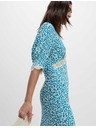 Marks & Spencer Neformální Midaxi šaty s potiskem, výstřihem do V a krajkovou vsadkou Marks & Spencer modrá