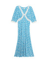 Marks & Spencer Neformální Midaxi šaty s potiskem, výstřihem do V a krajkovou vsadkou Marks & Spencer modrá