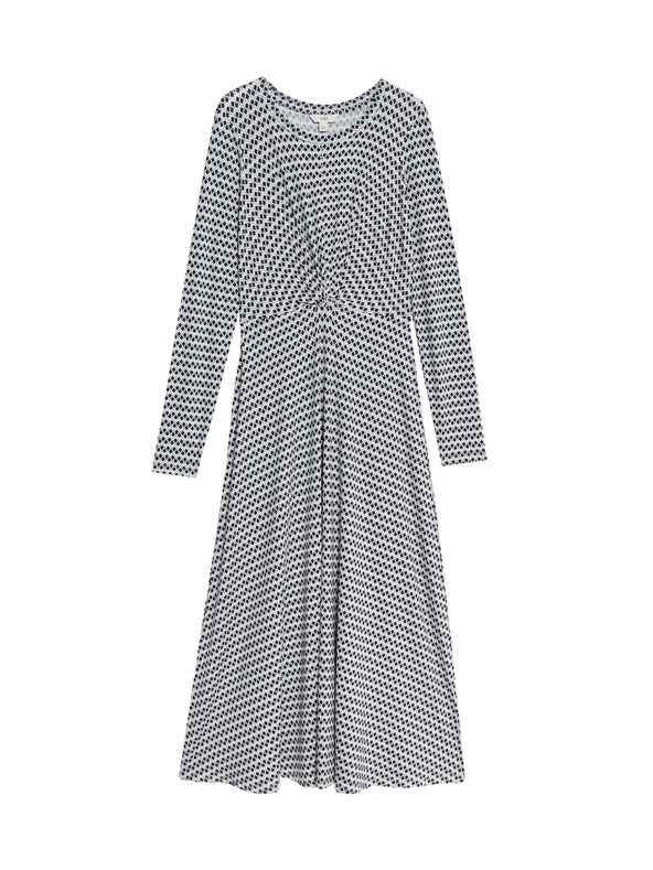 Marks & Spencer Žerzejové midi pouzdrové šaty s kulatým výstřihem a překřížením na přední straně Marks & Spencer námořnická modrá