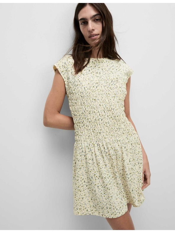 Marks & Spencer Splývavé řasené midi šaty z čisté bavlny Marks & Spencer smetanová