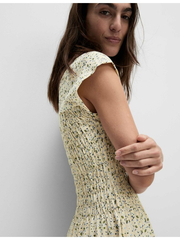 Marks & Spencer Splývavé řasené midi šaty z čisté bavlny Marks & Spencer smetanová